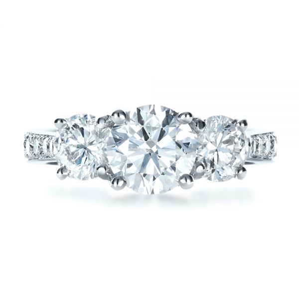  Platinum Custom Three Stone Engagement Ring - Top View -  1315