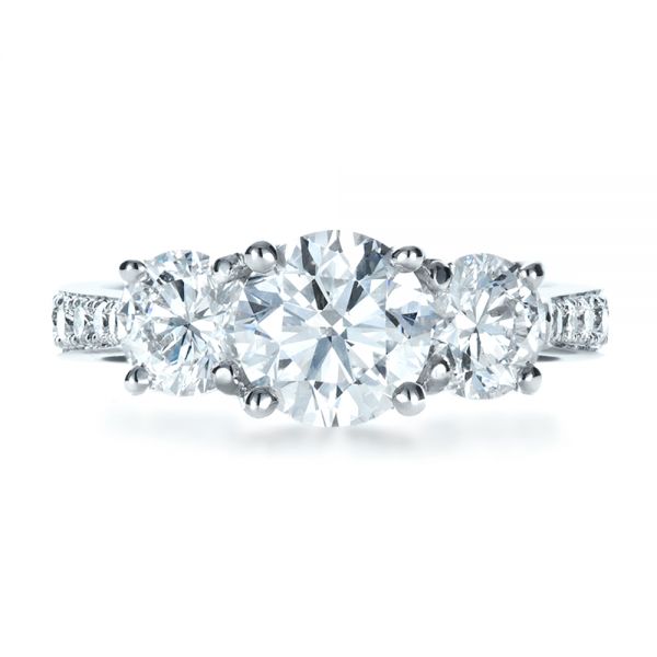 Platinum Custom Three Stone Engagement Ring - Top View - 1315