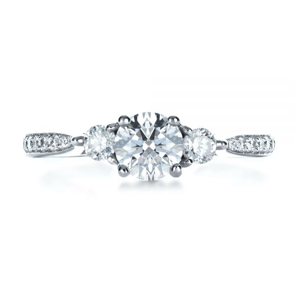  Platinum Custom Three Stone Engagement Ring - Top View -  1386
