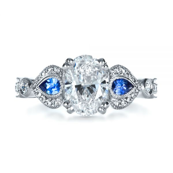  Platinum Custom Three Stone Engagement Ring - Top View -  1399