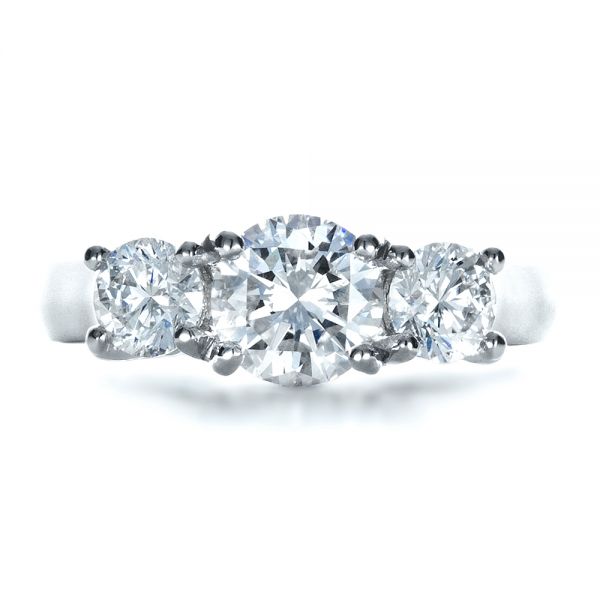 Platinum And Platinum Platinum And Platinum Custom Three Stone Engagement Ring - Top View - 1412