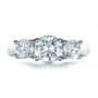 18k White Gold And Platinum 18k White Gold And Platinum Custom Three Stone Engagement Ring - Top View -  1412 - Thumbnail