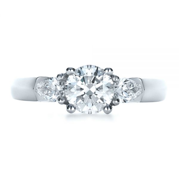  Platinum Custom Three Stone Engagement Ring - Top View -  1422