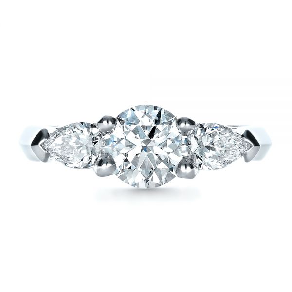  Platinum Custom Three Stone Engagement Ring - Top View -  1438