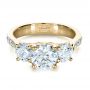 14k Yellow Gold 14k Yellow Gold Custom Three Stone Engagement Ring - Flat View -  1315 - Thumbnail