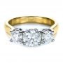 18k Yellow Gold And Platinum Custom Three Stone Engagement Ring - Flat View -  1412 - Thumbnail