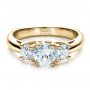 14k Yellow Gold 14k Yellow Gold Custom Three Stone Engagement Ring - Flat View -  1458 - Thumbnail