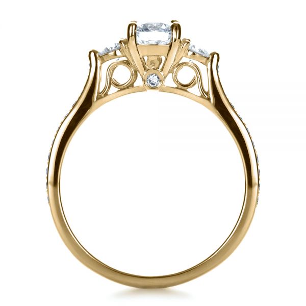 18k Yellow Gold 18k Yellow Gold Custom Three Stone Engagement Ring - Front View -  1386