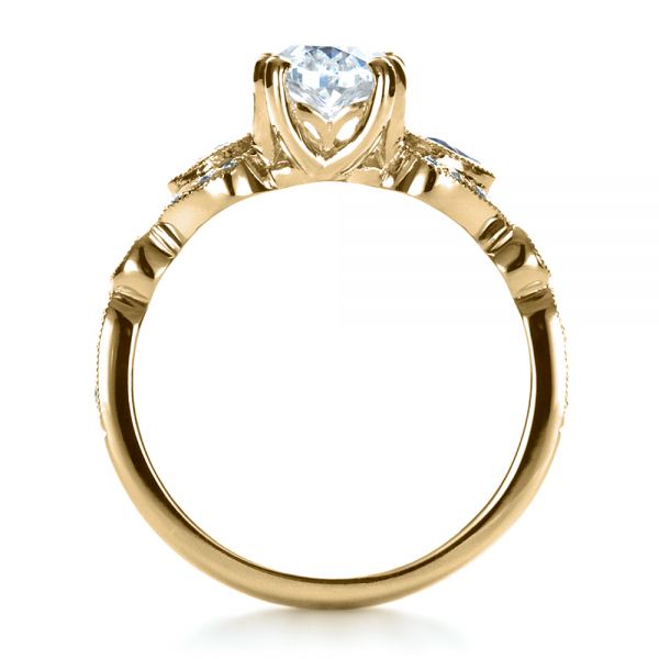 18k Yellow Gold 18k Yellow Gold Custom Three Stone Engagement Ring - Front View -  1399