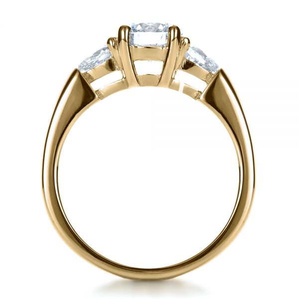 18k Yellow Gold 18k Yellow Gold Custom Three Stone Engagement Ring - Front View -  1422