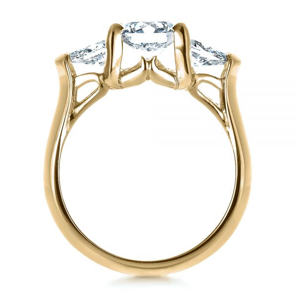 14k Yellow Gold 14k Yellow Gold Custom Three Stone Engagement Ring - Front View -  1438