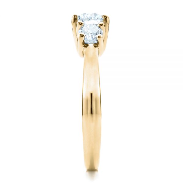18k Yellow Gold 18k Yellow Gold Custom Three Stone Engagement Ring - Side View - 1458