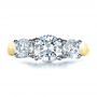 18k Yellow Gold And Platinum Custom Three Stone Engagement Ring - Top View -  1412 - Thumbnail