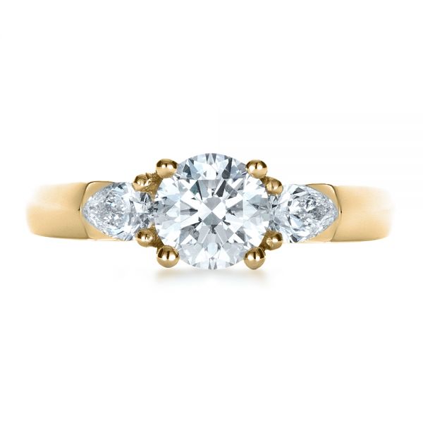 14k Yellow Gold 14k Yellow Gold Custom Three Stone Engagement Ring - Top View -  1422