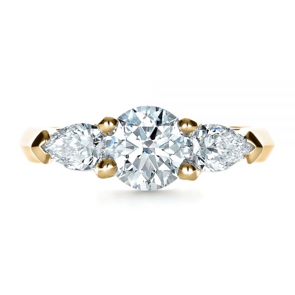 14k Yellow Gold 14k Yellow Gold Custom Three Stone Engagement Ring - Top View -  1438