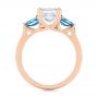 14k Rose Gold Custom Three Stone London Blue Topaz And Diamond Engagement Ring - Front View -  104059 - Thumbnail