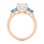 14k Rose Gold Custom Three Stone London Blue Topaz And Diamond Engagement Ring - Front View -  104059 - Thumbnail
