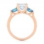 18k Rose Gold 18k Rose Gold Custom Three Stone London Blue Topaz And Diamond Engagement Ring - Front View -  104059 - Thumbnail