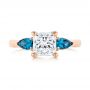 18k Rose Gold 18k Rose Gold Custom Three Stone London Blue Topaz And Diamond Engagement Ring - Top View -  104059 - Thumbnail