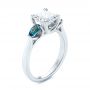  Platinum Platinum Custom Three Stone London Blue Topaz And Diamond Engagement Ring - Three-Quarter View -  104059 - Thumbnail