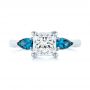 18k White Gold 18k White Gold Custom Three Stone London Blue Topaz And Diamond Engagement Ring - Top View -  104059 - Thumbnail