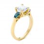 14k Yellow Gold 14k Yellow Gold Custom Three Stone London Blue Topaz And Diamond Engagement Ring - Three-Quarter View -  104059 - Thumbnail