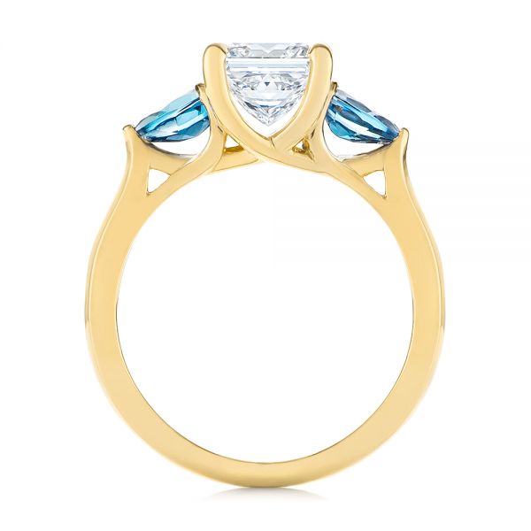 14k Yellow Gold 14k Yellow Gold Custom Three Stone London Blue Topaz And Diamond Engagement Ring - Front View -  104059