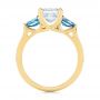 14k Yellow Gold 14k Yellow Gold Custom Three Stone London Blue Topaz And Diamond Engagement Ring - Front View -  104059 - Thumbnail