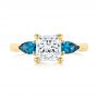 18k Yellow Gold 18k Yellow Gold Custom Three Stone London Blue Topaz And Diamond Engagement Ring - Top View -  104059 - Thumbnail