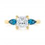 14k Yellow Gold 14k Yellow Gold Custom Three Stone London Blue Topaz And Diamond Engagement Ring - Top View -  104059 - Thumbnail