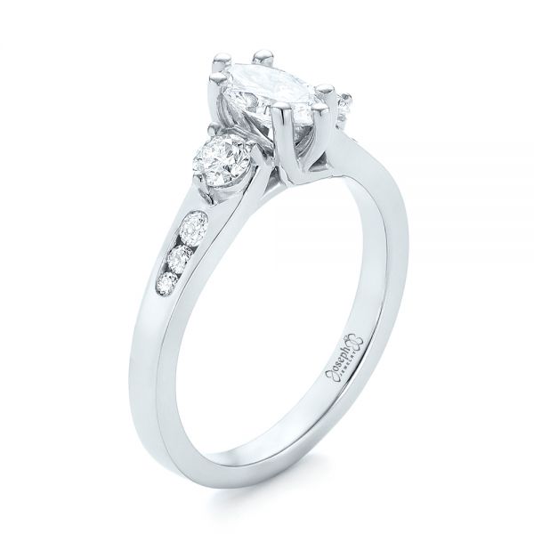 Custom Three Stone Marquise Diamond Engagement Ring - Image