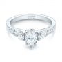 14k White Gold Custom Three Stone Marquise Diamond Engagement Ring - Flat View -  104581 - Thumbnail