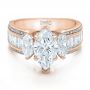 18k Rose Gold 18k Rose Gold Custom Three Stone Marquise And Baguette Diamond Engagement Ring - Flat View -  100635 - Thumbnail