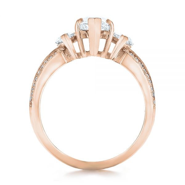 18k Rose Gold 18k Rose Gold Custom Three Stone Marquise And Baguette Diamond Engagement Ring - Front View -  100635