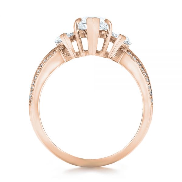 18k Rose Gold 18k Rose Gold Custom Three Stone Marquise And Baguette Diamond Engagement Ring - Front View - 100635
