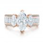 14k Rose Gold 14k Rose Gold Custom Three Stone Marquise And Baguette Diamond Engagement Ring - Top View -  100635 - Thumbnail