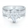 14k White Gold 14k White Gold Custom Three Stone Marquise And Baguette Diamond Engagement Ring - Flat View -  100635 - Thumbnail