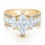14k Yellow Gold 14k Yellow Gold Custom Three Stone Marquise And Baguette Diamond Engagement Ring - Flat View -  100635 - Thumbnail