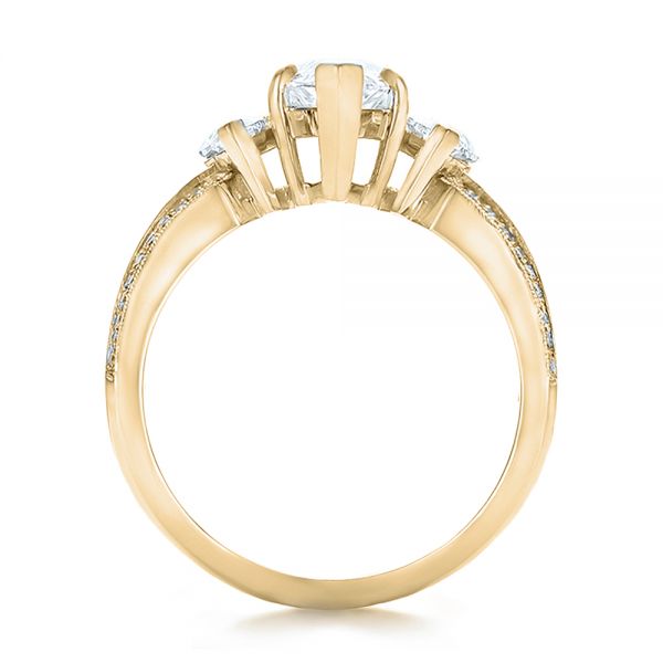18k Yellow Gold 18k Yellow Gold Custom Three Stone Marquise And Baguette Diamond Engagement Ring - Front View -  100635