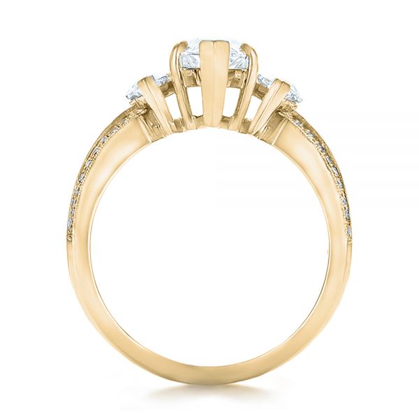 18k Yellow Gold 18k Yellow Gold Custom Three Stone Marquise And Baguette Diamond Engagement Ring - Front View - 100635