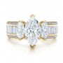 18k Yellow Gold 18k Yellow Gold Custom Three Stone Marquise And Baguette Diamond Engagement Ring - Top View -  100635 - Thumbnail