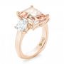 14k Rose Gold 14k Rose Gold Custom Three Stone Morganite And Diamond Engagement Ring - Three-Quarter View -  102885 - Thumbnail