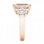 18k Rose Gold 18k Rose Gold Custom Three Stone Morganite And Diamond Engagement Ring - Side View -  102885 - Thumbnail