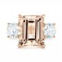 14k Rose Gold 14k Rose Gold Custom Three Stone Morganite And Diamond Engagement Ring - Top View -  102885 - Thumbnail