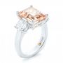  Platinum Custom Three Stone Morganite And Diamond Engagement Ring - Three-Quarter View -  102885 - Thumbnail