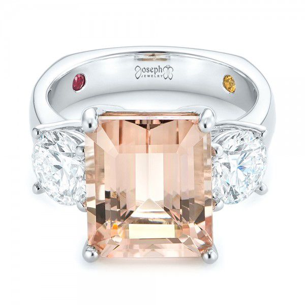 Three stone on sale morganite engagement ring