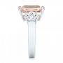  Platinum Custom Three Stone Morganite And Diamond Engagement Ring - Side View -  102885 - Thumbnail
