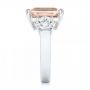 14k White Gold 14k White Gold Custom Three Stone Morganite And Diamond Engagement Ring - Side View -  102885 - Thumbnail