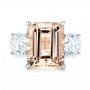  Platinum Custom Three Stone Morganite And Diamond Engagement Ring - Top View -  102885 - Thumbnail