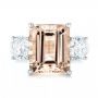 14k White Gold 14k White Gold Custom Three Stone Morganite And Diamond Engagement Ring - Top View -  102885 - Thumbnail